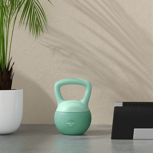 Kettlebell 8 Kg, Avec Poignée Antidérapante, Pour Fitness Musculation Cardio, 19 X 19 X 28 Cm, Vert