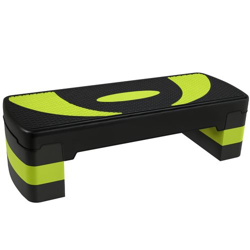 Stepper Fitness Aérobic Hauteur Réglable Surface Antidérapante 80 X 31 X 20 Cm Noir Vert