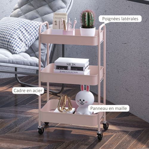 Desserte De Cuisine Style Néo-rétro - 3 Étagères - Acier