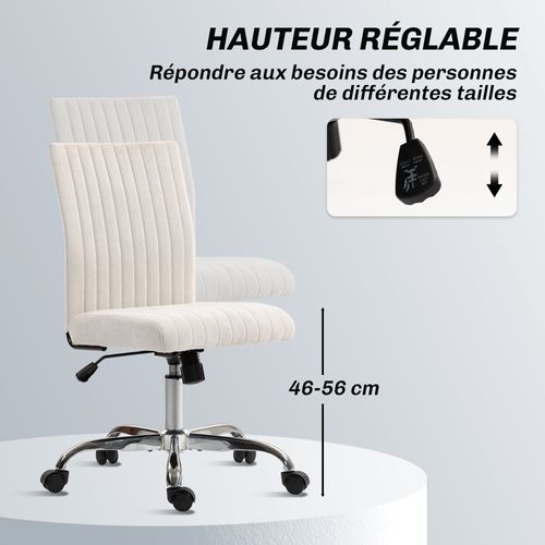 Chaise De Bureau Design Sans Accoudoirs Blanc Cassé