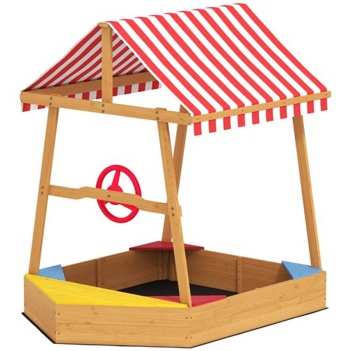 Bac à Sable En Bois Design Bateau Enfant Avec Store Bois Pré-huilé