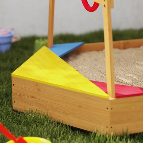Bac à Sable En Bois Design Bateau Enfant Avec Store Bois Pré-huilé