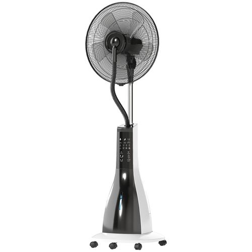 Ventilateur Brumisateur Oscillant Inclinable Sur Roulettes 90w H.125 Cm