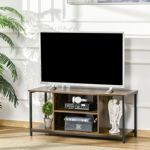 Meuble TV Avec Compartiments Ouverts, Étagère Réglable, 110x40x50cm, Brun Rustique