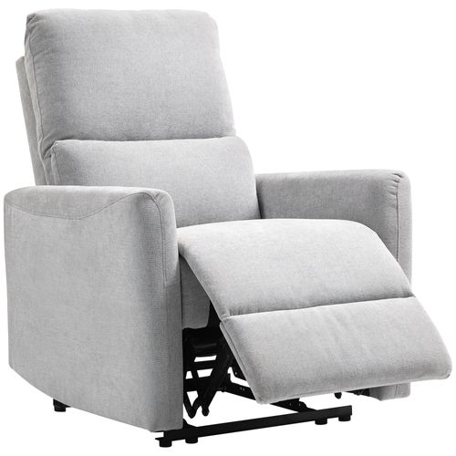 Fauteuil De Relaxation Inclinable Repose-pieds Intégré Tissu Toucher Lin Gris Clair