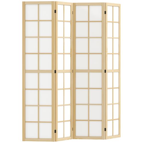 Paravent Interieur Pliable 4 Panneaux 160 X 170 Cm Bois Pin Non Tissé Blanc