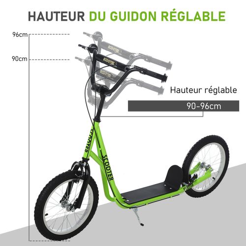 Trottinette Patinette Enfants Grandes Roues Guidon Réglable Béquille