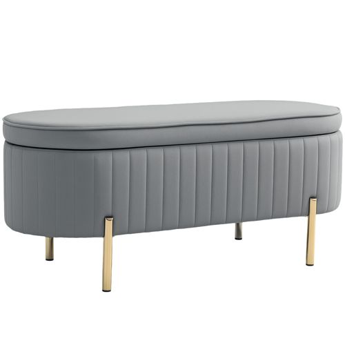 Banquette Coffre 2 En 1 Design Ovale Dim. 108x44x43cm Velours
