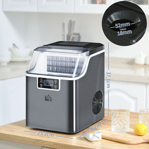 Machine à Glaçons 130w 3,2l 20kg/24h Réservoir Glace 1,2kg Acier Noir