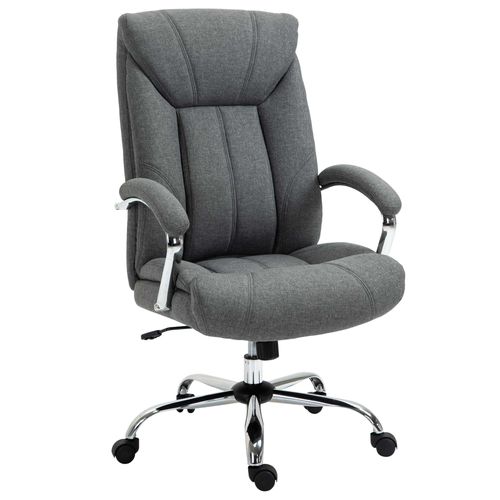 Fauteuil De Bureau Manager Réglable Pivotant Acier Chromé Tissu Gris