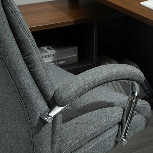 Fauteuil De Bureau Manager Réglable Pivotant Acier Chromé Tissu Gris
