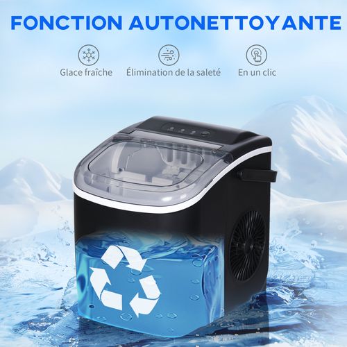 Machine à Glaçons 130w 3l 12kg/24h - Poignée - Noir