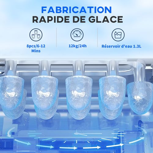 Machine à Glaçons 130w 3l 12kg/24h - Poignée - Noir