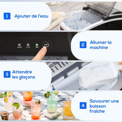 Machine à Glaçons 130w 3l 12kg/24h - Poignée - Noir