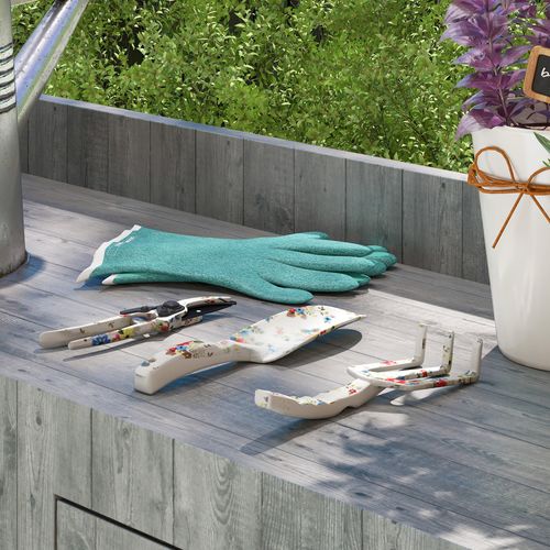 Kit 3 Outils De Jardin - Sécateur, Transplantoir, Griffe à Main - Blanc