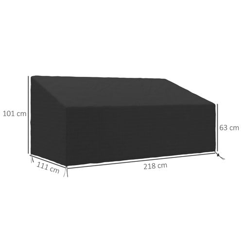 Housse Canapé Exterieur 3 Places Polyester Haute Densité Noir