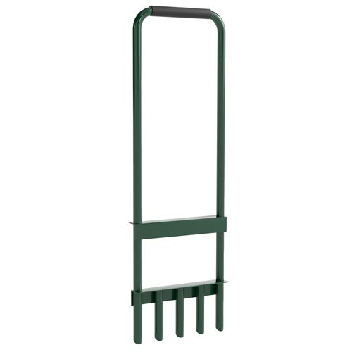 Aérateur De Pelouse Gazon 5 Dents Creuses Dia. 2,3 Cm Acier Thermoplastique Vert