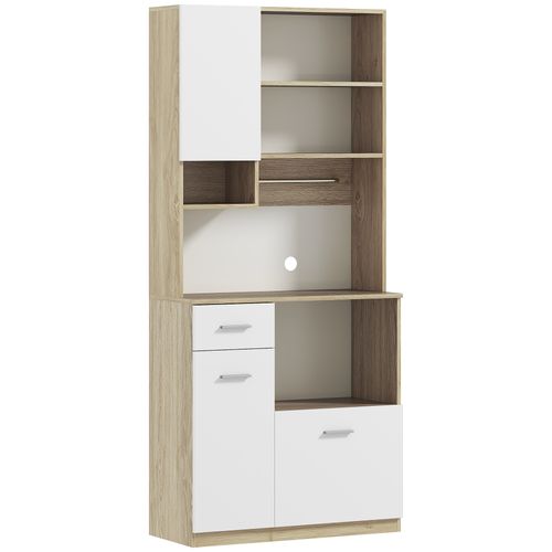 Buffet Haut De Cuisine Multi-rangement Blanc Effet Bois
