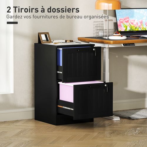 Caisson Bureau 2 Tiroirs Verrouillables Dossiers Suspendus Mdf