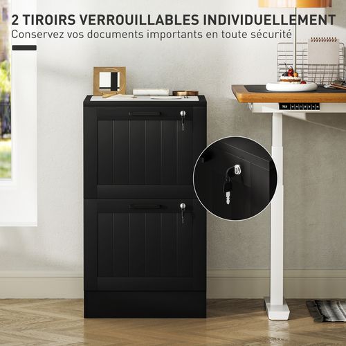 Caisson Bureau 2 Tiroirs Verrouillables Dossiers Suspendus Mdf