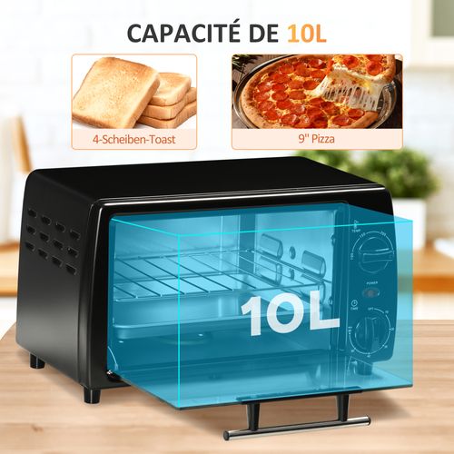 Mini Four Électrique 750w 10l - Grille, Plateau - 100-230°c, Timer