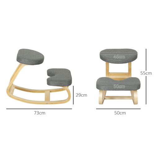 Siège Ergonomique - Siège Assis-genoux - Bois Bouleau Tissu