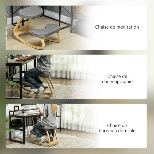 Siège Ergonomique - Siège Assis-genoux - Bois Bouleau Tissu