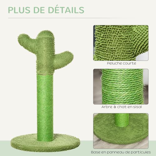 Griffoir Chat Design Cactus H.65 Cm Sisal Polyester Vert
