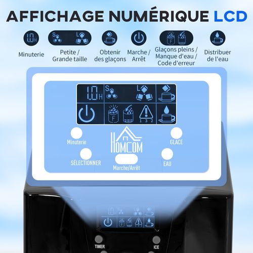 Machine à Glaçons Distributeur D'eau 2 En 1 - 130w - Noir