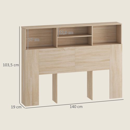 Tête De Lit Avec Rangement 140 Cm - 4 Niches, Grande Étagère