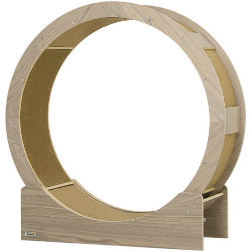 Roue D'exercice Pour Chat - Frein, Grattoirs - Dim. 91l X 33,5p X 94h Cm - Aspect Bois