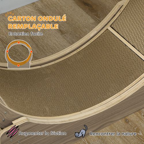 Roue D'exercice Pour Chat - Frein, Grattoirs - Dim. 91l X 33,5p X 94h Cm - Aspect Bois