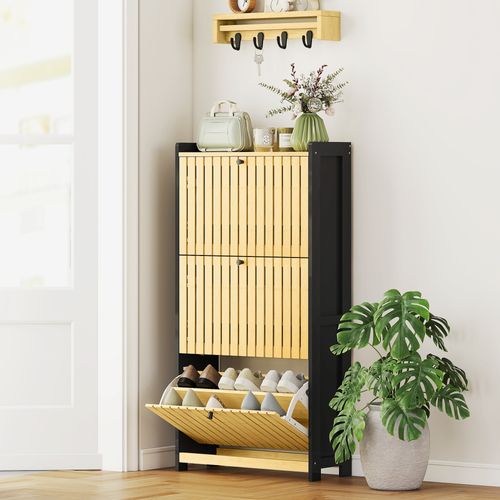 Meuble à Chaussures Design Bambou 3 Portes
