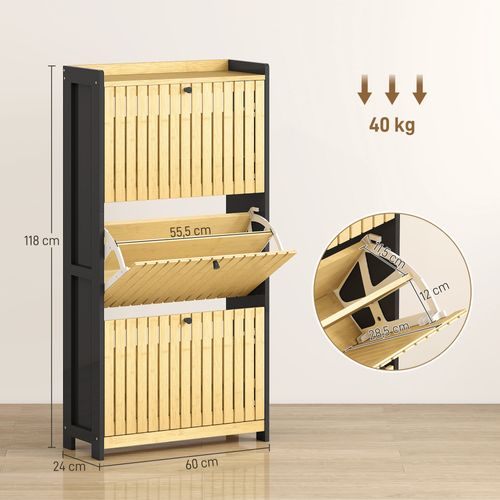 Meuble à Chaussures Design Bambou 3 Portes