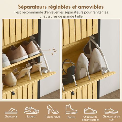 Meuble à Chaussures Design Bambou 3 Portes