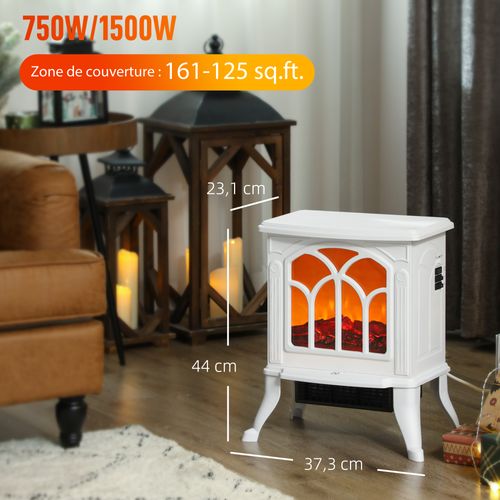 Cheminée Électrique Poêle Style Rétro Thermostat 750-1500w