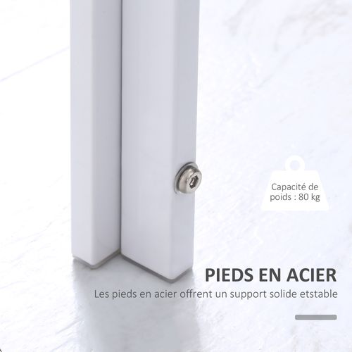 Table à Manger 4 Personnes Dim. 120 X 60 X 75 Cm Acier Verre Trempé 6 Mm