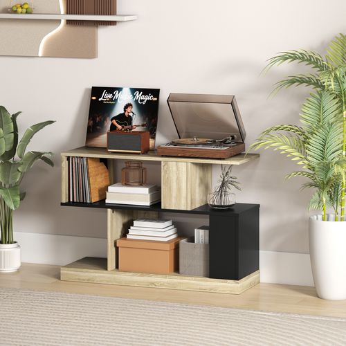 Étagère Bout De Canapé à 3 Niveaux Effet Bois Naturel Noir