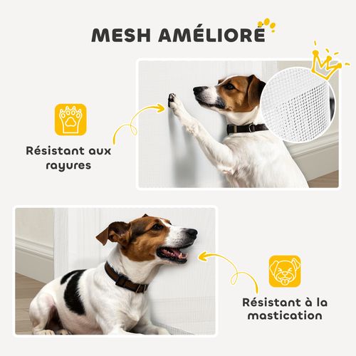 Barrière De Sécurité Chien Rétractable 0-144 Cm H.87 Cm Verrouillage Auto Alu Pvc