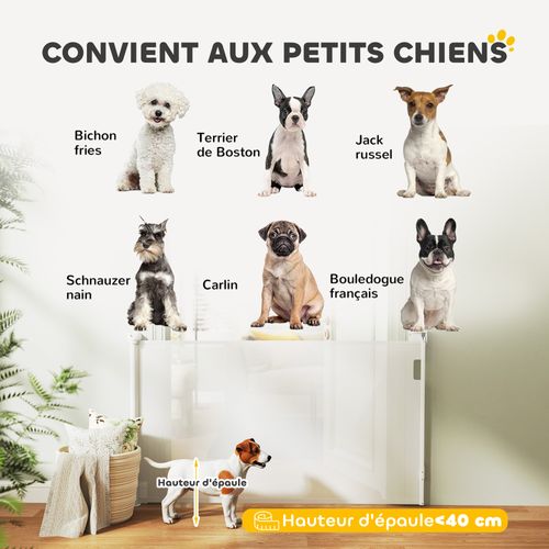 Barrière De Sécurité Chien Rétractable 0-144 Cm H.87 Cm Verrouillage Auto Alu Pvc
