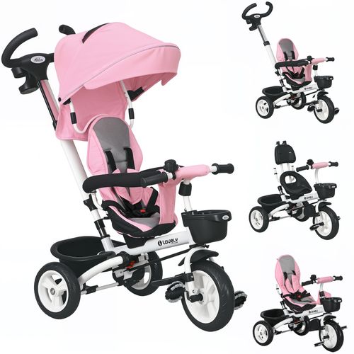 Tricycle Enfant Évolutif Pliable Canne Télescopique Siège Réversible