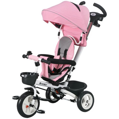 Tricycle Enfant Évolutif Pliable Canne Télescopique Siège Réversible