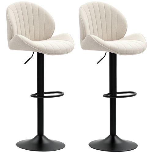 Lot De 2 Tabourets De Bar Design Coquillage Acier Noir Tissu