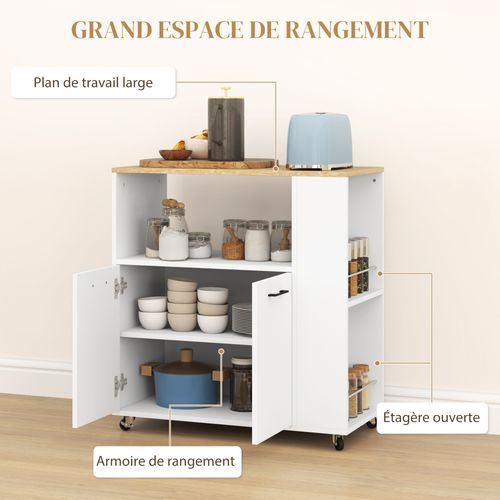 Desserte De Cuisine Multi-rangement Bicolore