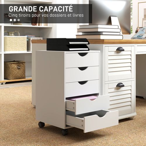 Caisson Bureau 5 Tiroirs Mobile Dim. 40x40x67cm