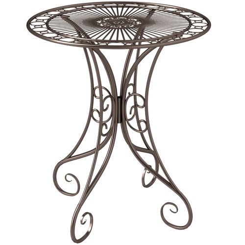 Table De Jardin Ronde 2 Places Style Fer Forgé Dia. 85 Cm Métal Brun