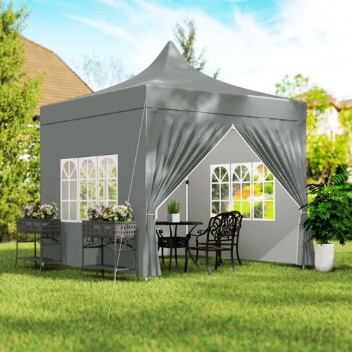 Tonnelle Barnum Pop-up 3 X 3 M 3 Fenêtres Sac Transport Gris