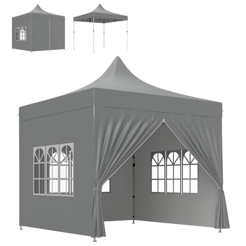 Tonnelle Barnum Pop-up 3 X 3 M 3 Fenêtres Sac Transport Gris