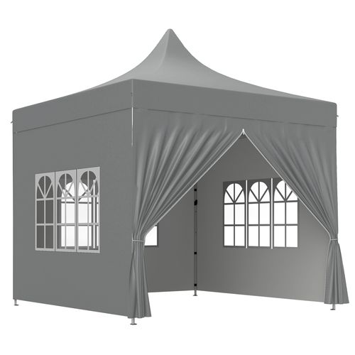 Tonnelle Barnum Pop-up 3 X 3 M 3 Fenêtres Sac Transport Gris