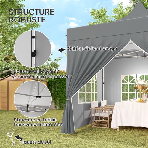 Tonnelle Barnum Pop-up 3 X 3 M 3 Fenêtres Sac Transport Gris